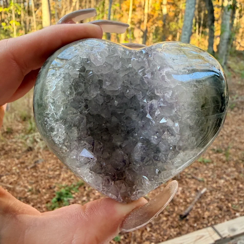 Green Agate Druzy Quartz Heart | Natural Crystal Druzy | Healing Crystal 0032 - Picture 2 of 10